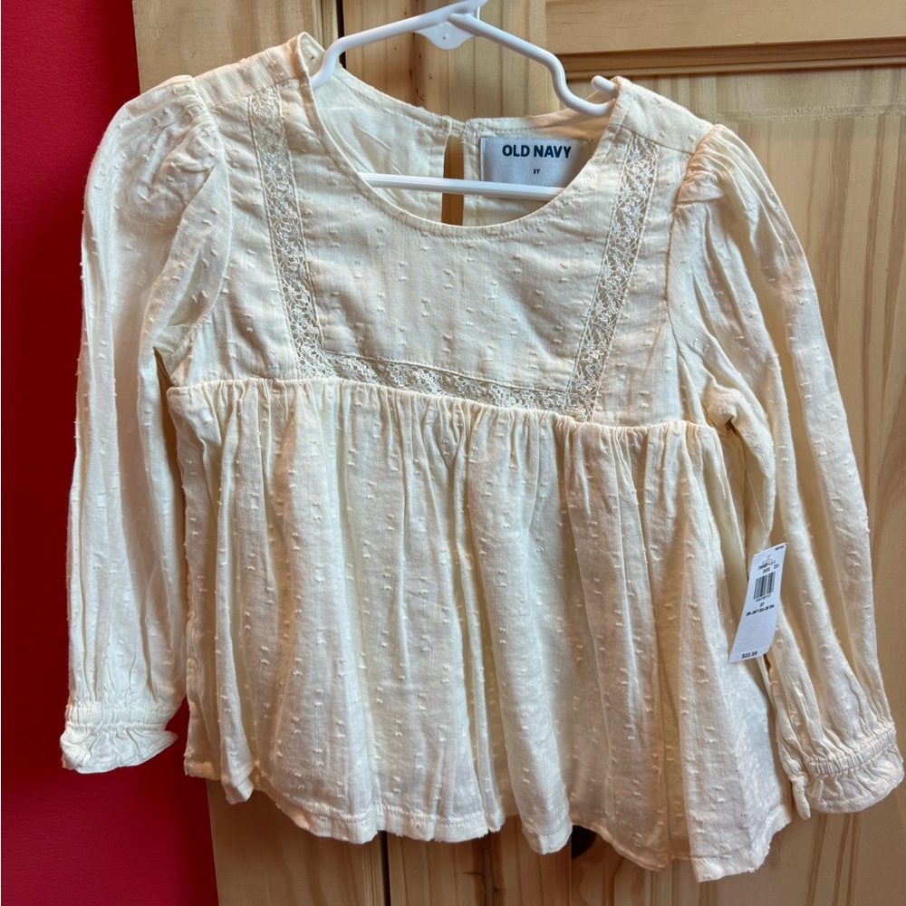 Toddler Girl Cream Long Sleeve Shirt